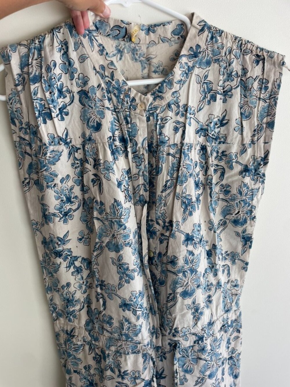 Matta White Blue Floral Jumpsuit Wide Leg Printed Romper